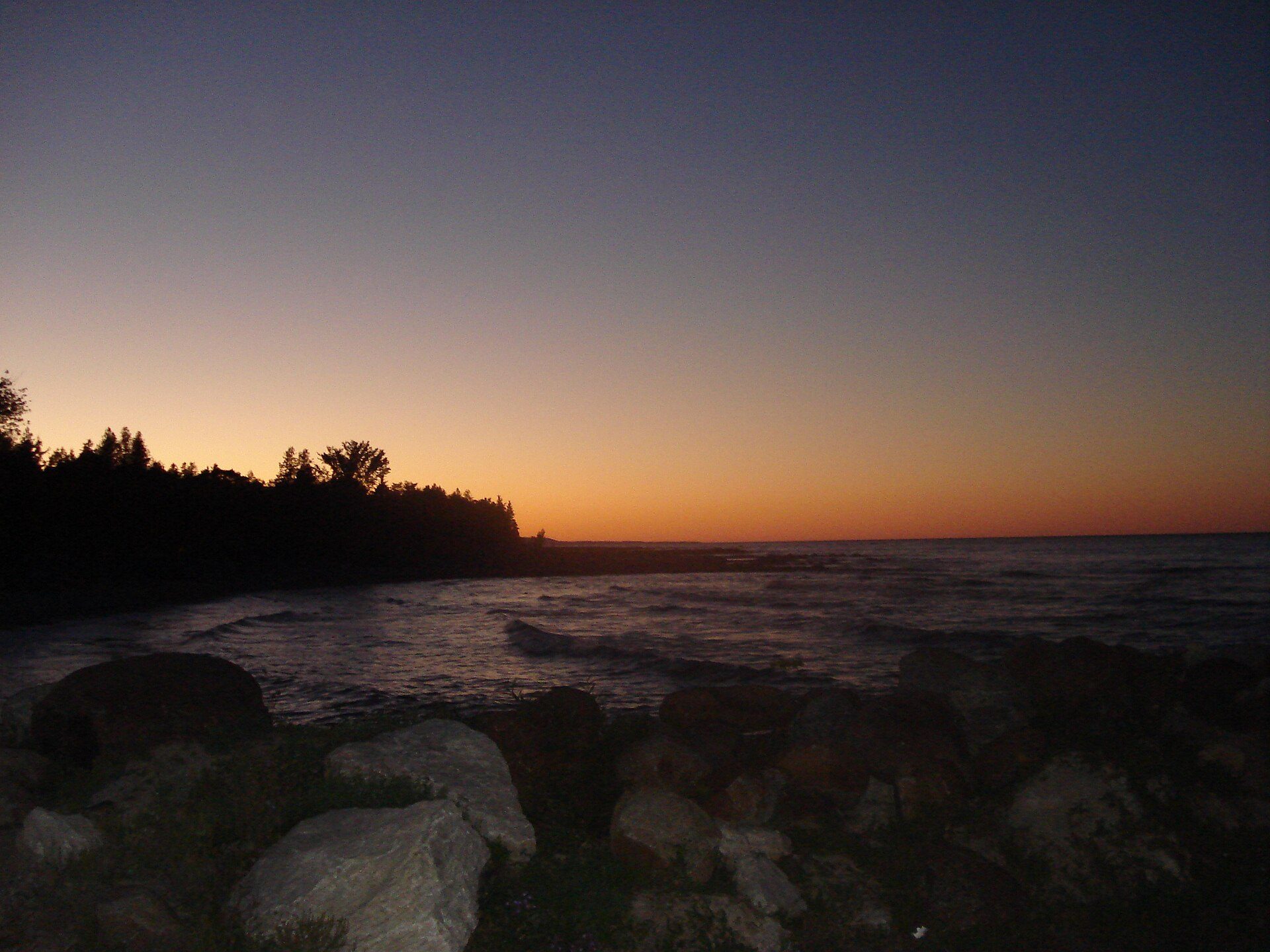 Sunset over Georgian Bay seen looking west from the pier at Thornbury