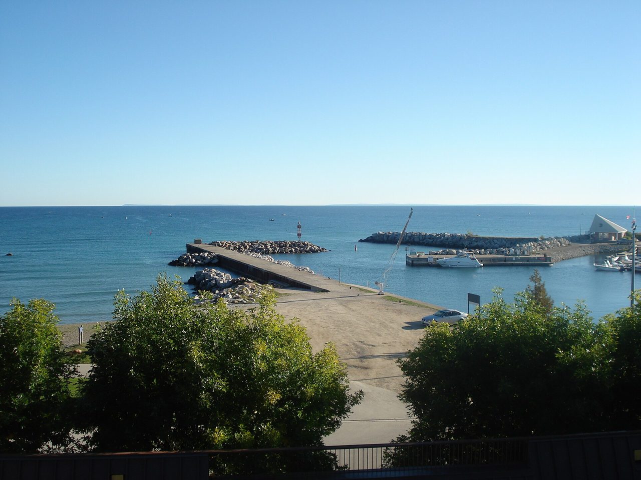 The pier and entrance channel to Thornbury harbour on Georgian Bay